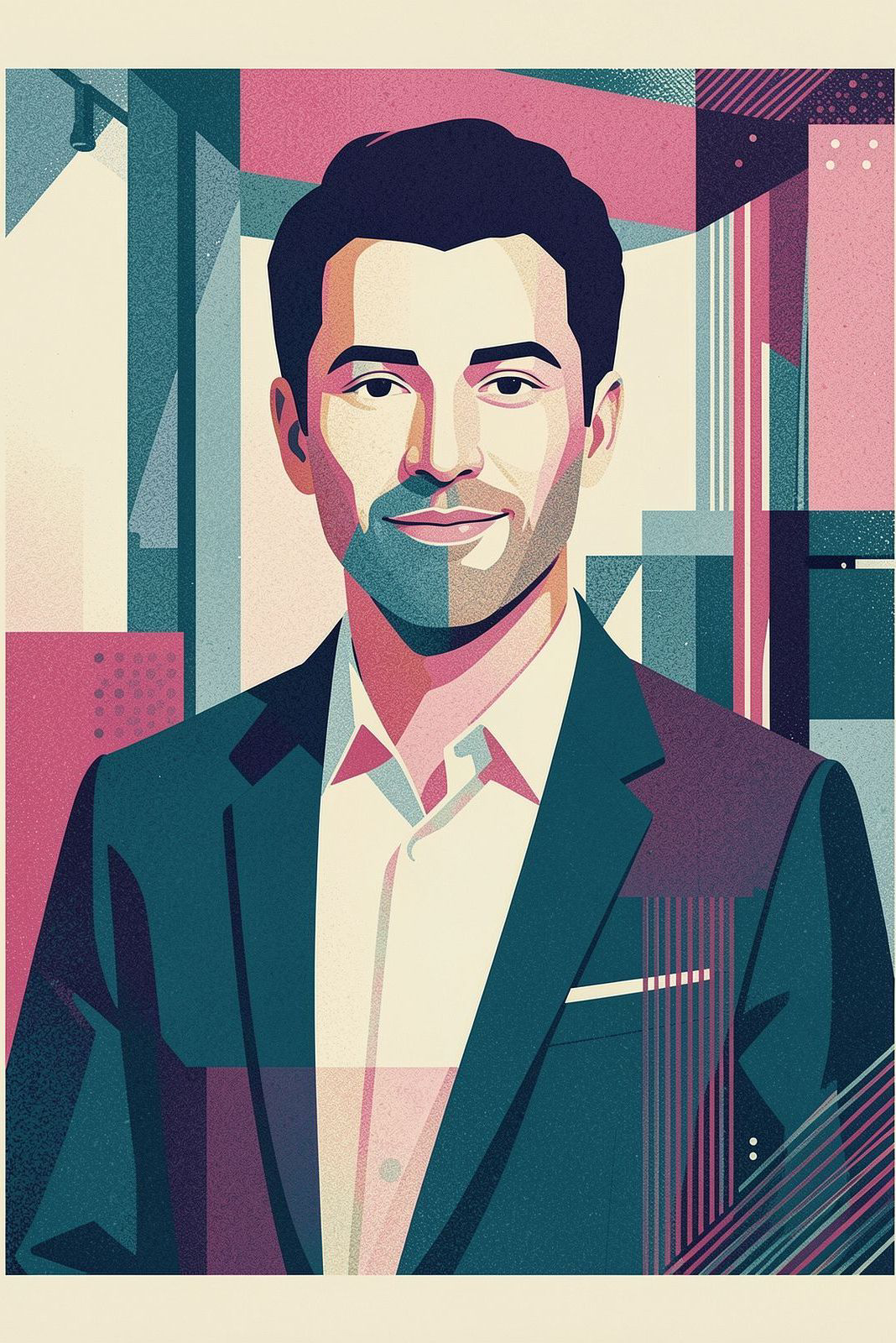 Geometric portrait of Ferhat Kondur, founder of Flokbird